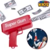 Imported High Quality Rain Money Paper Playing Spray Machine ToyGun with 100 Pcs Paper Currency Notes For Kids - Play Money ToyGun Party Supplies - Size Approx. 20cm - Red
