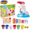 Color Clay Ice Cream Maker Set Pretend Playdough Party Set For Kids Ice Cream Color Clay Fun and Learn Toy For Kids - Ice Cream Maker Machine Set With 6 Colors Clay Dough