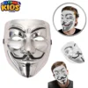 V for Vendetta Character Joker Anonymous Mask for Halloween Masquerade Parties - Ghost Dancer Horror Male Female Kids Funny Resin in Black and Silver
