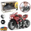 Kawasaki Ninja H2R Diecast Heavy Bike Toy - 1:12 Scale - Size Approx. 6 Inches - Metal & Plastic Model With Lights & Sound Suspension & Pull Back Action - Alloy Racing Motorcycle for Kids & Collectors - Red