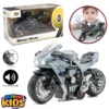 Kawasaki Ninja H2R Diecast Heavy Bike Toy - 1:12 Scale - Size Approx. 6 Inches - Metal & Plastic Model With Lights & Sound Suspension & Pull Back Action - Alloy Racing Motorcycle for Kids & Collectors - Grey