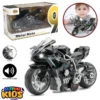 Kawasaki Ninja H2R Diecast Heavy Bike Toy - 1:12 Scale - Size Approx. 6 Inches - Metal & Plastic Model With Lights & Sound Suspension & Pull Back Action - Alloy Racing Motorcycle for Kids & Collectors - Black