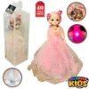 Pink Princess Fairy Barbie Doll Wedding Bride Dresses Plush Elsa Girl With 40+ Sound Effects - Cute Anime Korean Face 20+ Bendable Joints - Creative New Girl Simulation Doll Toy Birthday Gift High Quality Bendable Keychain Doll Box ? Approx. 15 Inches