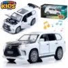 Lexus Land Cruiser Prado - Children's Alloy Sports Model Die-Cast Metal Toy Car - Lights & Music Sound Feature - Front Doors Or Hood & Boot Openable - Size Approx. 5-Inches - White