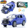 Lexus Land Cruiser Prado - Children's Alloy Sports Model Die-Cast Metal Toy Car - Lights & Music Sound Feature - Front Doors Or Hood & Boot Openable - Size Approx. 5-Inches - Blue