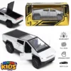 Tesla Cyber Truck Die-Cast Metal Toy Car With Lights & Sound - 1:36 Scale Alloy Children's Sports Model Car - Front Doors & Back Trunk Can Be Opened - Size Approx. 5 Inches - Grey
