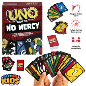 UNO Show Em No Mercy Card Game with Tougher Rules - Extra Cards & Penalties - Fun Family Game for Kids & Adults - Parties & Travel Nights